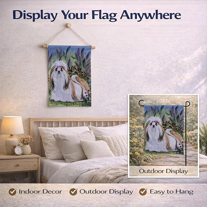 Caroline's Treasures SS8034GF Shih Tzu Garden Flag Mailbox Flag Decorative Yard Flag Banner Outside Patio Artwork Yard Flower Beds, Garden Size, Multicolor