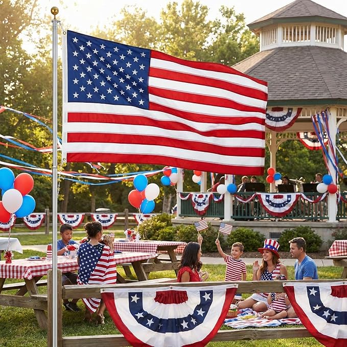American Flag 5X8 Outdoor Heavy Duty - Premium US Flag 5X8 ft, USA Flag with Luxury Embroidered Stars, Brass Grommets