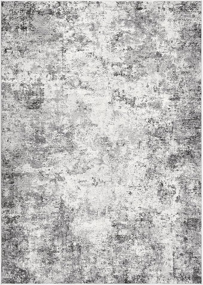 UERMEI 9x12 Area Rug Living Room Rugs - Washable Neutral Modern Abstract Soft Thin Large Rug Indoor Floor No Slip Rug Carpet for Bedroom Under Dining Table Home Office Decor - Grey