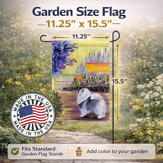 Caroline's Treasures SS8452GF Keeshond Garden Flag Mailbox Flag Decorative Yard Flag Banner Outside Patio Artwork Yard Flower Beds, Garden Size, Multicolor