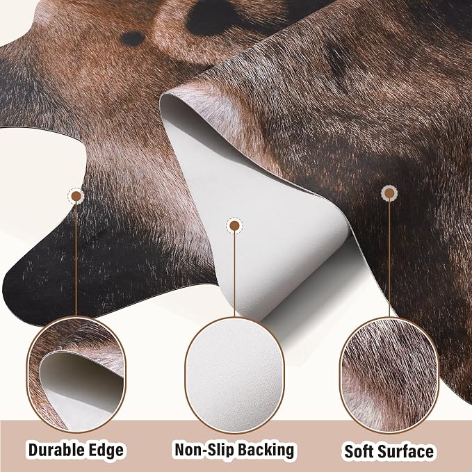 AROGAN Premium Bear Print Rug, Faux Animal Hide Rugs, Non-Slip 4.6 x 5.2 Ft | Machine Washable Animal Print Hide Leopard Skin Area Rug for Bedroom Living Room Home Decor Pet Friendly