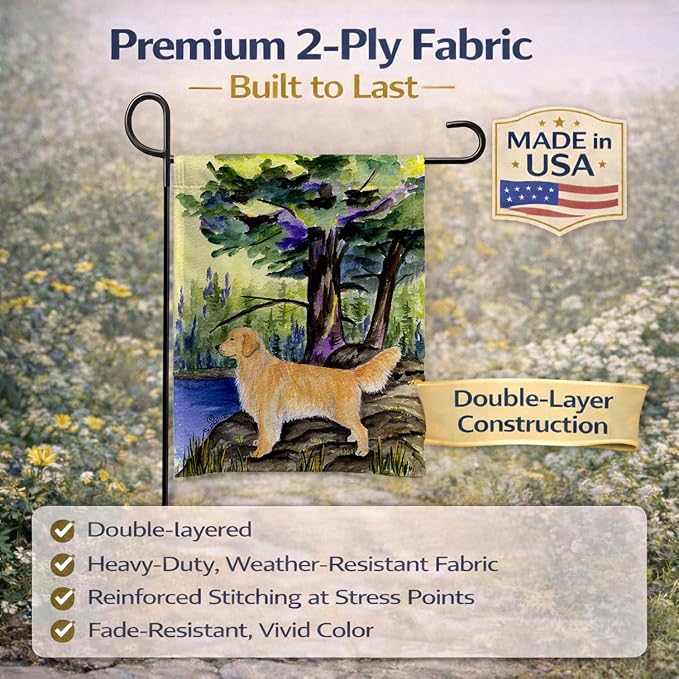 Caroline's Treasures SS8426GF Golden Retriever Garden Flag Mailbox Flag Decorative Yard Flag Banner Outside Patio Artwork Yard Flower Beds, Garden Size, Multicolor