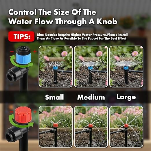 Drip Irrigation System 230FT Quick-Connect Drip Irrigation Kit, Automatic Garden Watering System with 1/4" & 1/2",Adjustable Nozzles & Sprinklers for Garden, Greenhouse, Lawn, Potted Plants