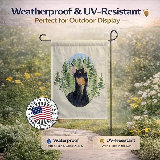 Caroline's Treasures SS8067GF Doberman Garden Flag Mailbox Flag Decorative Yard Flag Banner Outside Patio Artwork Yard Flower Beds, Garden Size, Multicolor