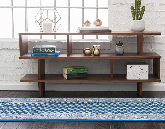 Unique Loom Williamsburg Collection Traditional Border with Dotted Center Area Rug, Runner 2' 9" x 9' 10", Navy Blue/Gray