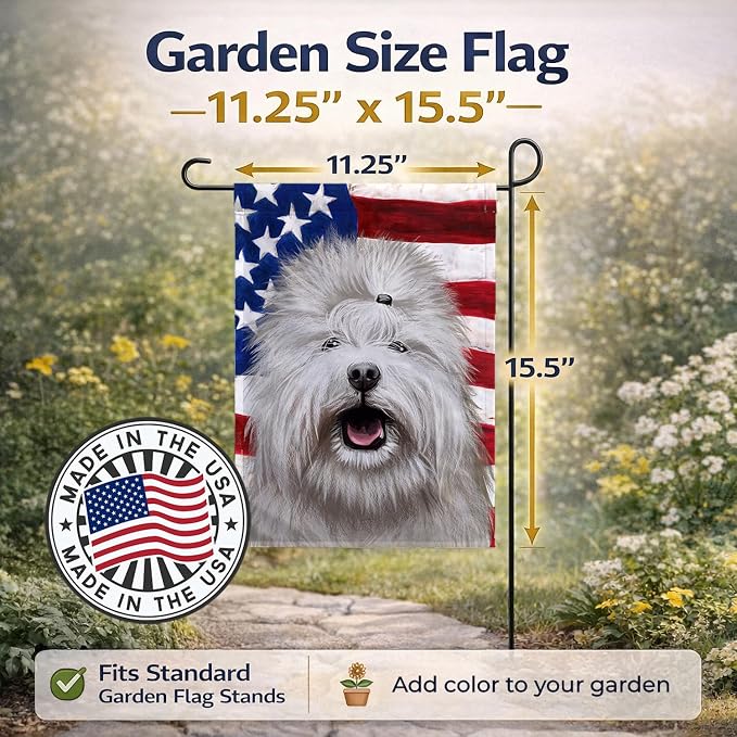 Caroline's Treasures CK6495GF Coton de Tulear Dog American Flag Garden Flag Mailbox Flag Decorative Yard Flag Banner Outside Patio Artwork Yard Flower Beds, Garden Size, Multicolor