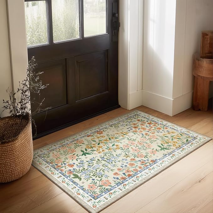 Machine Washable Area Rugs for Entryway: Door Mat Indoor Entrance 2x3 Small Throw Rug Non-Slip Low Pile Kitchen Rug for Front Door Indoor Entrance Entry Bedside Living Room