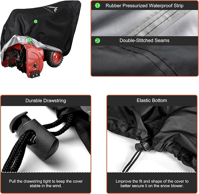 Himal Snow Blower Cover, Waterproof 600D Fabric, 47 x 32 x 40 in | UV-Resistant, Universal Fit, Two-Stage Snow Blowers, Heavy-Duty Outdoor Protection