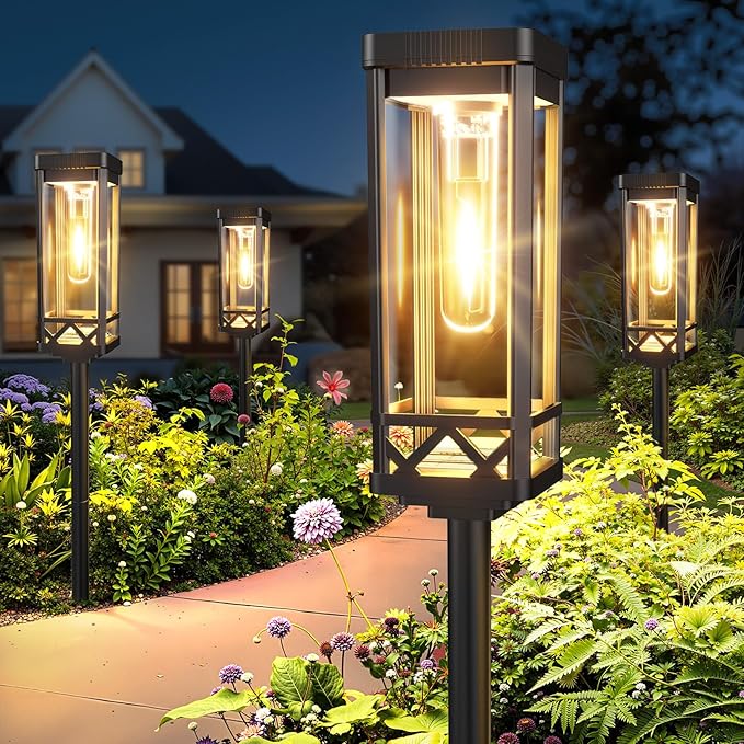 KOOPER Taller Solar Pathway Lights Outdoor, 6 Pack Upgraded Brighter Solar Garden Lights Solar Powered, Up To 15 Hours Outdoor Solar Lights for Yard Landscape Lighting Path Walkway Driveway Sidewalk