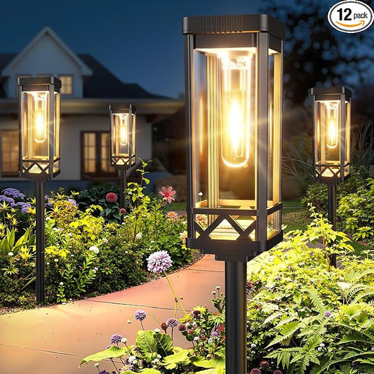 KOOPER Taller Solar Pathway Lights Outdoor, 12 Pack Upgraded Brighter Solar Garden Lights Solar Powered, Up to 15 Hours Outdoor Solar Lights for Yard Landscape Lighting Path Walkway Driveway Sidewalk