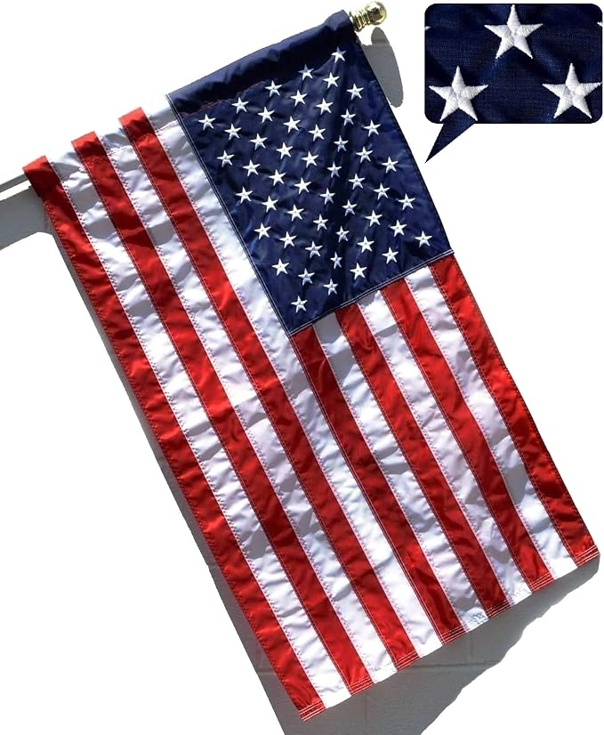 US Flag Factory - 2.5x4 FT American Flag (Sleeved) (Embroidered Stars, Sewn Stripes) - Outdoor SolarMax Nylon - 100% Made in America