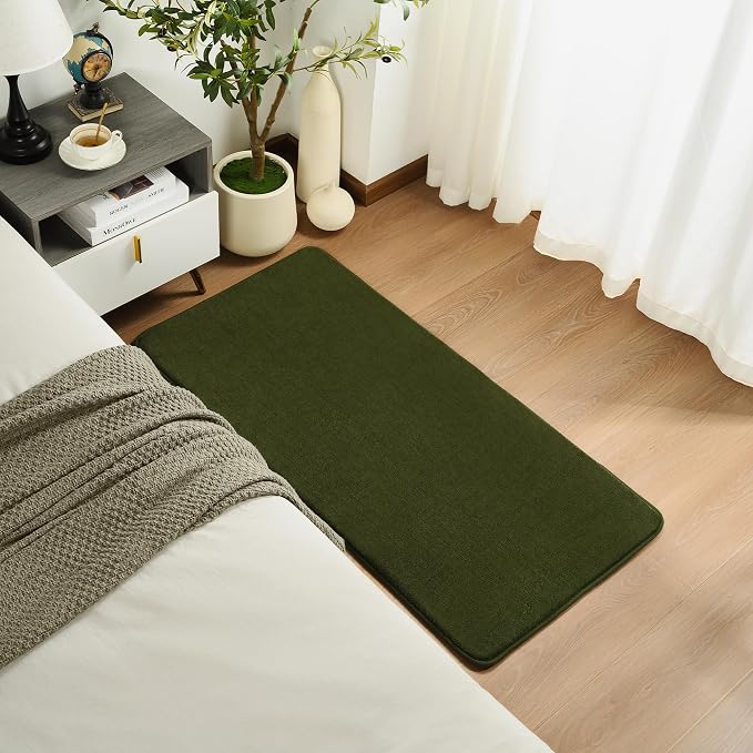 Amearea Modern Washable Runner Rugs, 2x4 Olive Green Bedroom Runner Rug | Small Area Rugs for Bedroom Living Room, Non Slip Memory Foam Rug for Hallway Entryway Kids Boys Girls Room Laundry Room
