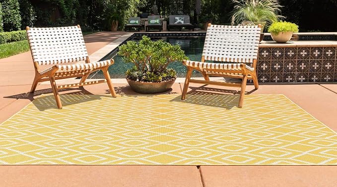 Jill Zarin Outdoor Collection Area Rug - Turks and Caicos (4' x 6' Rectangle Yellow Ivory/Ivory)