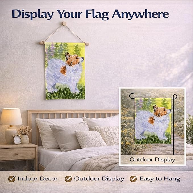 Caroline's Treasures SS1029GF Papillon Garden Flag Mailbox Flag Decorative Yard Flag Banner Outside Patio Artwork Yard Flower Beds, Garden Size, Multicolor