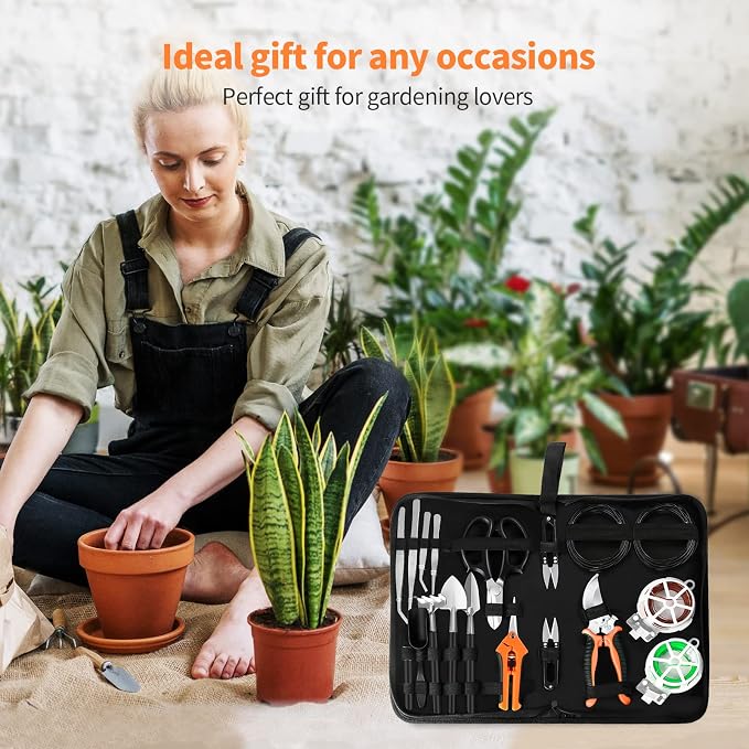 Bonsai Tools Set, 20 Pcs Gardening Succulent Tree Indoor Beginner Tool Kit, Include 262 Feet Bonsai Wire, 29.5"x29.5" Plant Repotting Mat, Leather Bag, Bonsai Scissors, Pruning Shears, Gifts for Women | Include 262 Feet Bonsai Wire, 29.5"x29.5" Plant R...