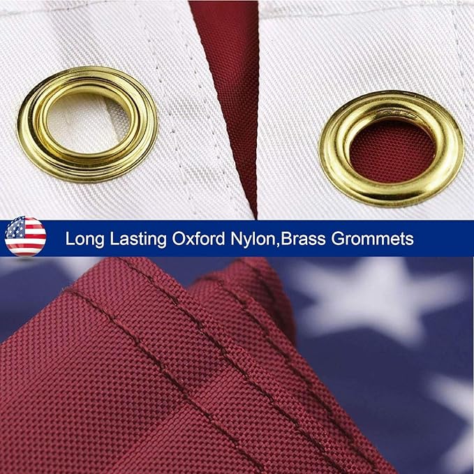 5x8 American Flag for Outside, Best Embroidered Stars And Sewn Stripes, 210D Heavy Duty Polyester, Suitable For Outdoor High Winds Areas (American flag 5x8 FT)