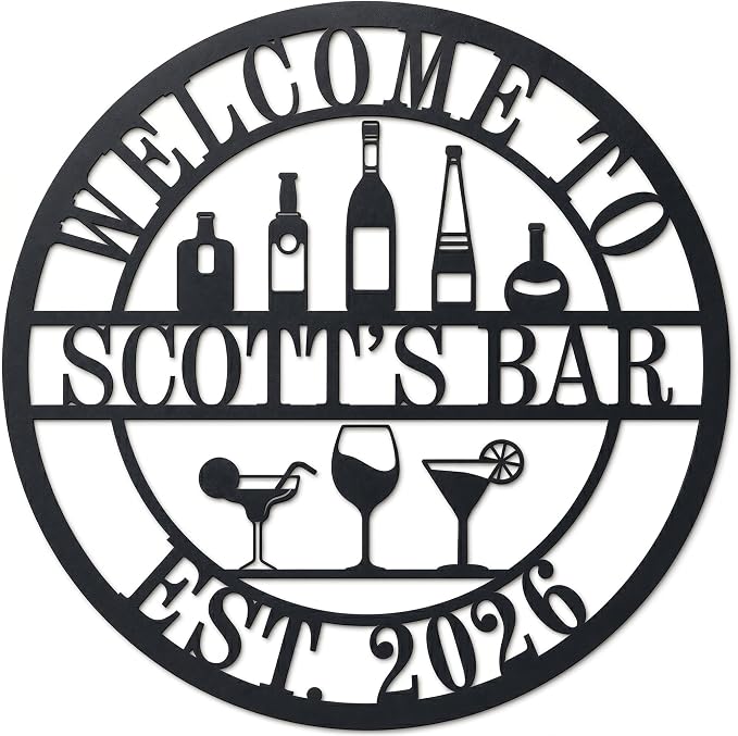 Personalized Metal Bar Sign,Custom Name Pub Wall Decor for Home Bar Man Cave Cocktail Lounge Party Room Club Garage Gift