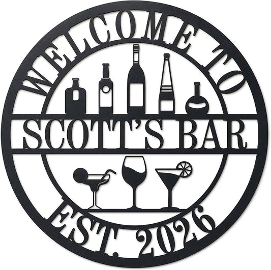 Personalized Metal Bar Sign,Custom Name Pub Wall Decor for Home Bar Man Cave Cocktail Lounge Party Room Club Garage Gift