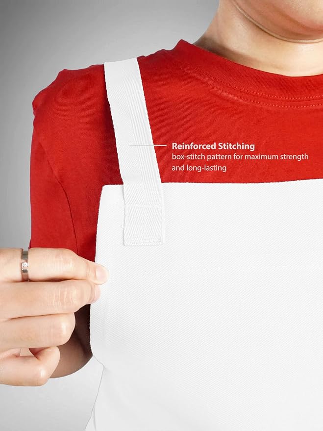 100% Cotton Kitchen Apron with 2 Pockets – Adjustable Chef Apron for Cooking Baking BBQ – Unisex Apron