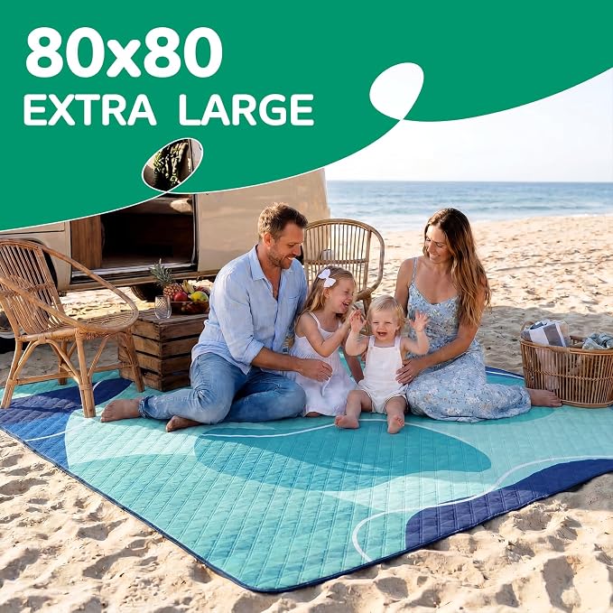 Waterproof Beach Blanket Picnic Outdoor Camping Mat Rug Oversized Extra Large Foldable Sandproof Sand Free Resistant Big XL Giant Towel Hawaii Honeymoon Essentials Women Summer Must Have Vacation Gift