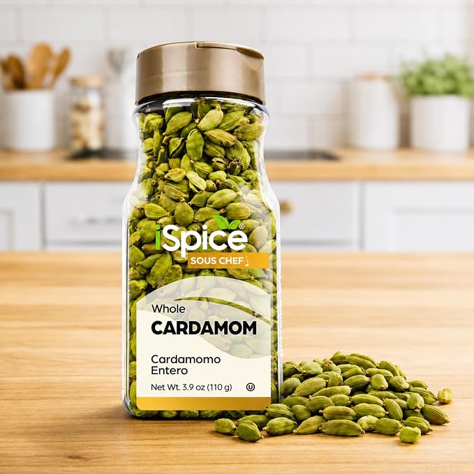 iSpice Cardamom Seeds Whole (3.9 Oz) 110g | Cardamom Pods Whole Pure And Fresh | Kosher | Aromatic Essential Kitchen Herbs