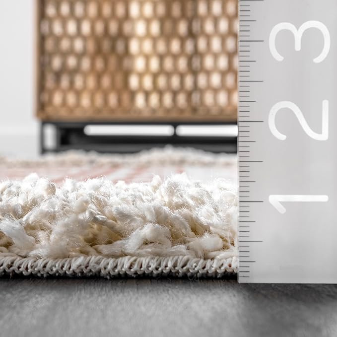 nuLOOM Zuri Shaggy Banded Tribal Runner Rug, 2' 6" x 8', Rust