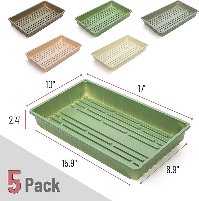 Mr. Pen- Seed Starter Trays, 10 Pack, 17"x10"x2.4" | Durable Plastic Growing Trays, Stackable and Reusable Seedling Starter Kits for Indoor, Outdoor, Greenhouse Gardening