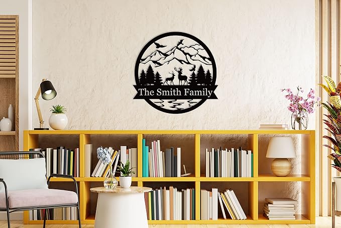 The Great Outdoors Deer Monogram, Metal Wall Decor, Custom Monogram Sign Customized Outdoor Personalized Metal Signs