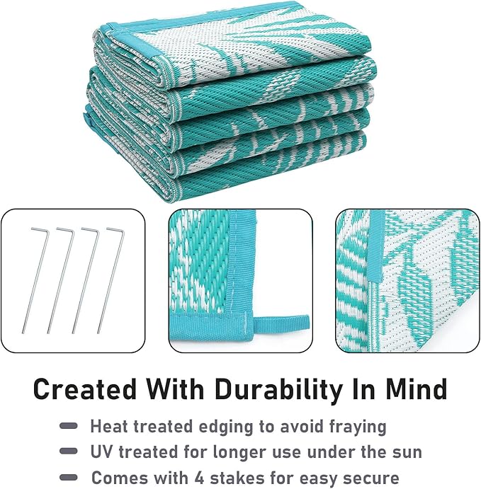 Outdoor Rugs 9x12 for Patios Clearance Large Outdoor Rug, Outdoor Plastic Straw Rug RV Camping Rug Large Outdoor Mat for RV, Patio, Backyard, Deck, Picnic, Beach, Trailer, Camping