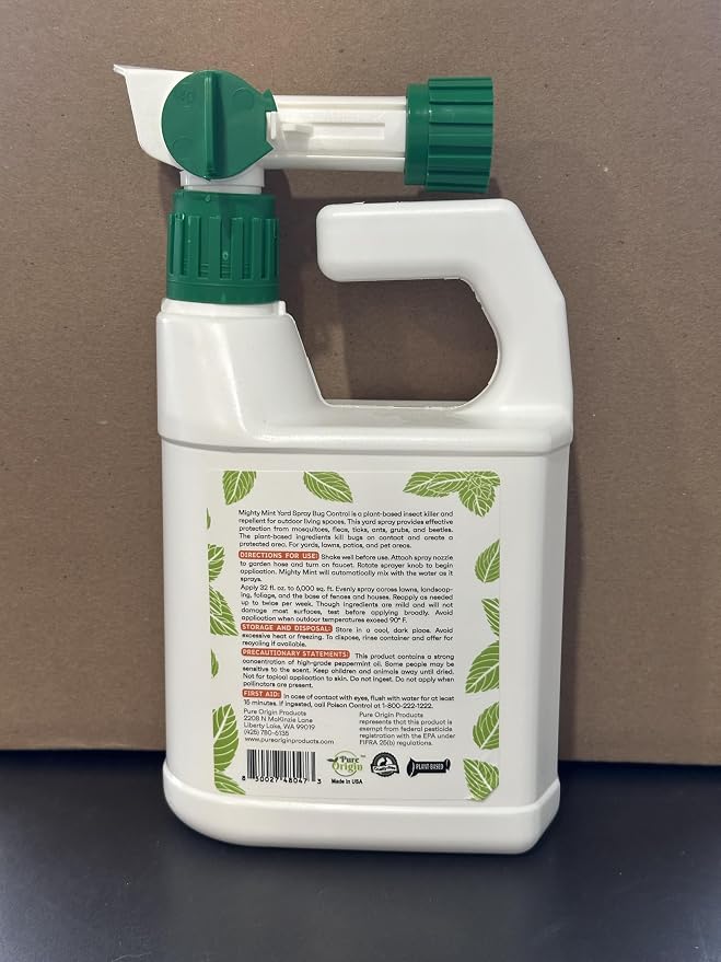 Mighty Mint Peppermint Oil Lawn & Yard Bug Control Spray – Natural Outdoor Pest Repellent for Fleas, Ticks, Mosquitoes, Ants, and More – Plant-Based, Extra-Strength Formula – 32 oz (Pack of 2)
