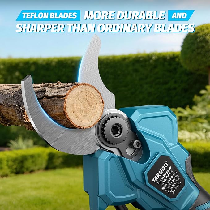 Takuoo Cordless Electric Pruning Shears with Extension Pole, 1.6" Cutting Diameter Power Pole Pruner for High Tree Trimming, 2x4.0Ah Batteries, 4 Adjustable Modes Brushless Limb Branch Cutter