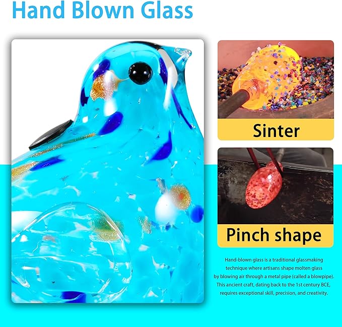 Plant Watering Globes, Bird Glass Self Watering Planter Insert - For Indoor & Outdoor Plants - Glass Plant Water Globes For Daily Use, Planter Spikes To Support Indoor & Outdoor Plant Health, Sky Bule