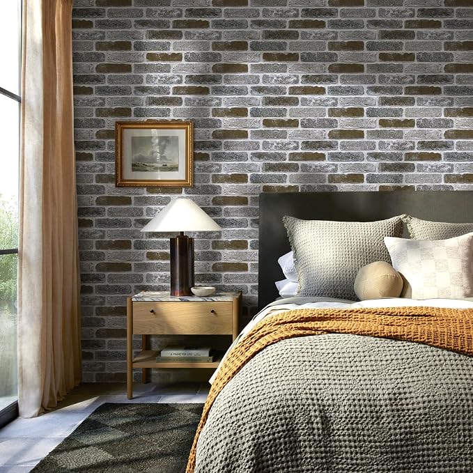 COMSTICKC 3D Faux Brick Wall Panel Peel and Stick Decorative Tiles, 12 pcs of 22.8" x 11.8", DIY UrltraLight PVC Self Adhesive Fake Brick Interior Decor, Not Real Brick, Paintable, Covers 22.48 sq.ft