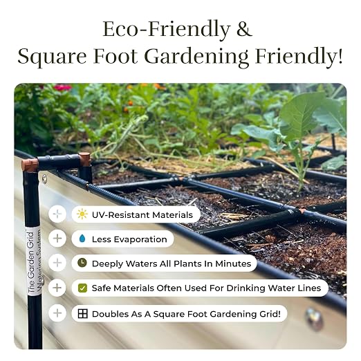 Garden Grid Watering System - 2x6 Cornerless | Raised Garden Bed Drip Irrigation System, But Better | Pre-Assembled, Waters Every Plant | Ideal for Beds w/Corner Posts or Curved Ends | 22.5"x66"