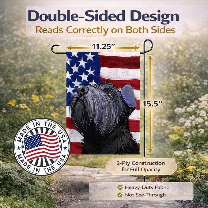 Caroline's Treasures CK6725GF Standard Schnauzer Black American Flag Garden Flag Mailbox Flag Decorative Yard Flag Banner Outside Patio Artwork Yard Flower Beds, Garden Size, Multicolor
