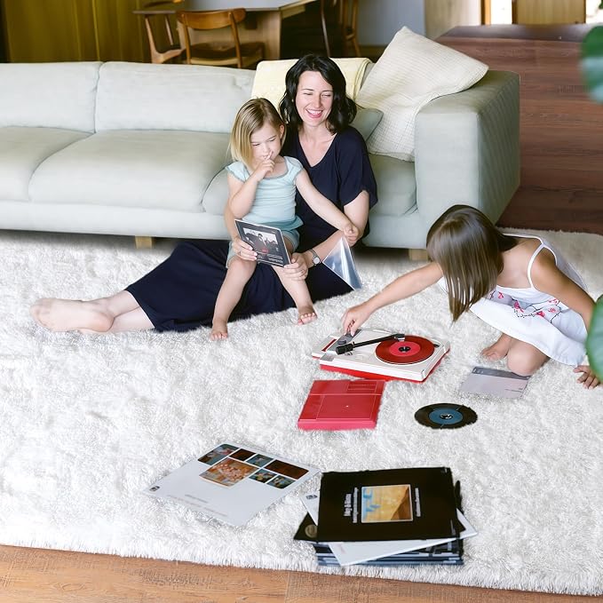 White Rugs for Living Room, Ultra Fluffy Fuzzy Shag 6x9 Area Rug for Bedroom, Modern Plush Soft High Pile Upgrade Non-Slip Carpet for Kids Girls and Boys, Dorms, Nursery, Home Decor Aesthetic
