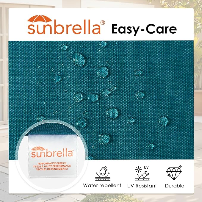 Outdoor Sunbrella Square Corner Seat Cushion, 18.5"x16"x3", Set of 4, Non Slip Seat Cushion Pads with Removable Cover for Patio Furniture, Garden Yard Lawn, Spectrum Peacock