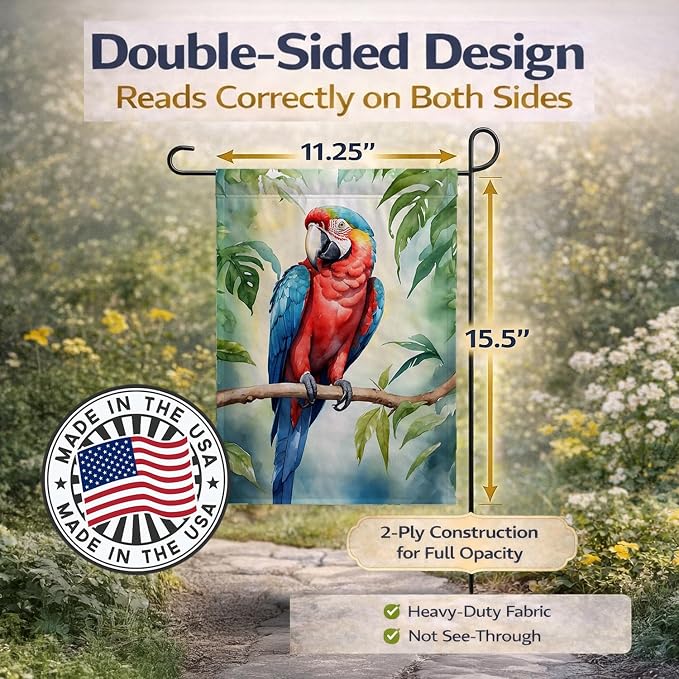 Caroline's Treasures Macaw Parrot Garden Flag Mailbox Flag Decorative Yard Flag Banner Outside Patio Artwork Yard Flower Beds, Garden Size, Multicolor