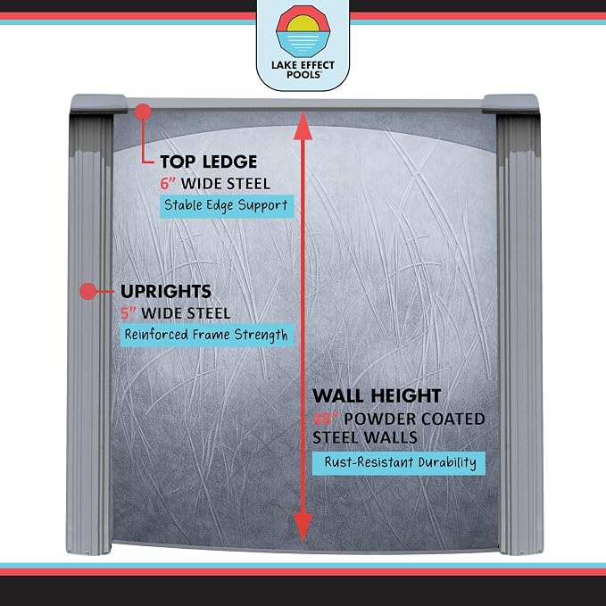Lake Effect Pools 'Bermuda' 18 ft x 33 ft Oval Above Ground Swimming Pool | 48 Inch Resin Protected Steel Sided Walls | Bundle Includes: 25 Gauge Overlap Liner & Widemouth Skimmer
