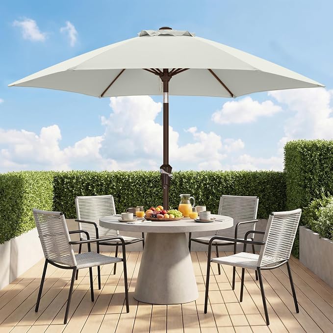 ABCCANOPY 7.5FT Outdoor Patio Umbrella, UV Protection Table Umbrella w/Crank for Easy Set Up, Suitable for Garden, Lawn, Deck & Backyard (Light Beige)