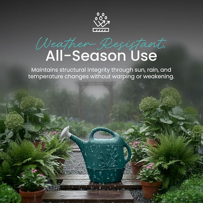 Union Products Watering Can, 2 Gallon Plastic Gardening Water Jug with 2 Handles for Garden, Indoor Plants, and Outdoor Flower Pots, Green