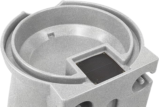 Good Ideas Rain Saver 50 Gallon Urn Shaped Self Draining Wizard Barrel Water Storage with Planter Space and 2 Brass Spigots, Light Granite