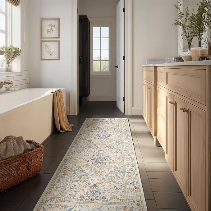 Runner Rug Washable Kitchen Runner: 2'x 6' Rug Runners for hallways Stain Resistant Non Slip Low Pile Soft Carpet Runners for Bedroom Hallway Entryway Indoor Beside Bathroom Laundry Room