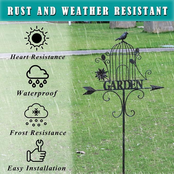 Decorative Garden Stakes，Metal Garden Sign for Outdoor Lawn Backyard Porch Pathway Decor