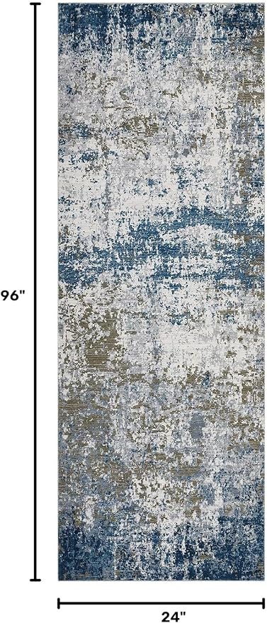 ROYHOME Modern Abstract 2x8 Runner Rug Non Slip, Navy | Non Shedding Rug Low Pile Stain Resistant for Bedroom Hallway Kitchen