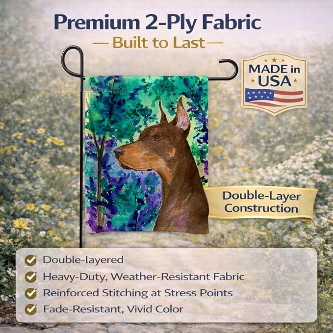 Caroline's Treasures SS8457GF Doberman Garden Flag Mailbox Flag Decorative Yard Flag Banner Outside Patio Artwork Yard Flower Beds, Garden Size, Multicolor