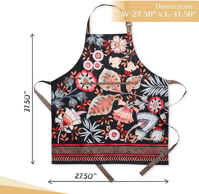 Maison d' Hermine Aprons for women with Pocket 100% Cotton (27.50"x31.50") | Adjustable Neck Strap & long ties Apron Men Chef Wedding Cooking Gardening Server Maid
