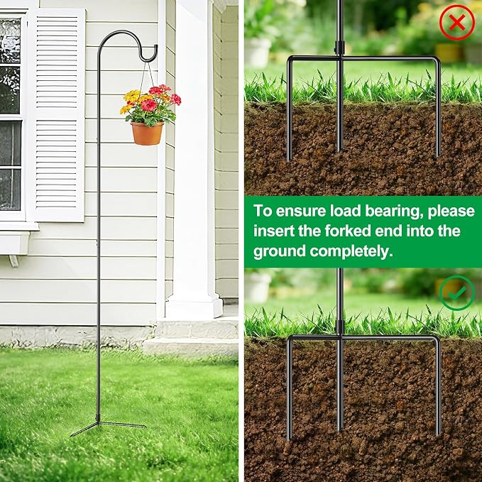GOFORWILD Shepherd Hook Made of Premium Metal for Garden Decor, Plant Hanger, Lantern Hook, Solar Light Hanging and Wedding Decor, 65 Inch, 8 Pack