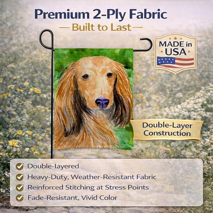 Caroline's Treasures SS8790GF Dachshund Garden Flag Mailbox Flag Decorative Yard Flag Banner Outside Patio Artwork Yard Flower Beds, Garden Size, Multicolor