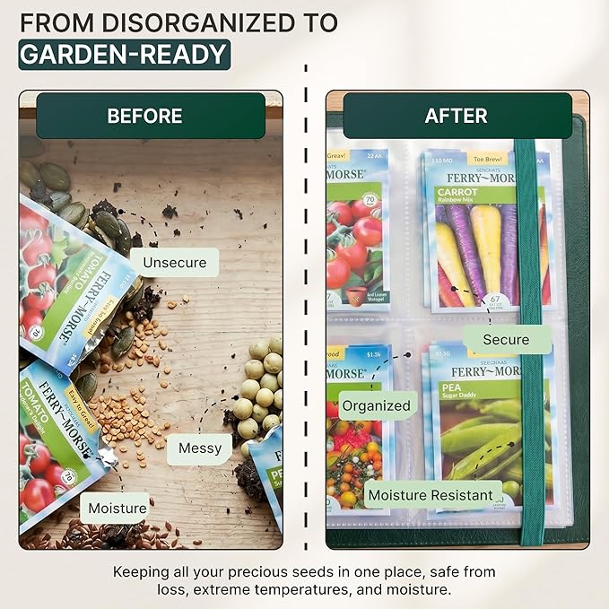 Seeds of Life - Seed Storage Organizer Binder – Compact Seed Packet Organizer with 50 Sheets Holding 200 Seed Envelopes, Complete Seed Saving Binder Kit for Gardeners